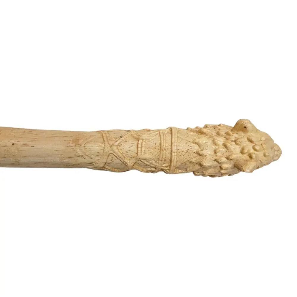 Hand Carved Wood Wolf Baton Club Direwolf Norse Pagan Altar Talking Stick 17